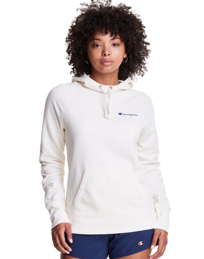 Champion Hoodie Dames - Wit - Powerblend Script Logo ( 358219-LTM )